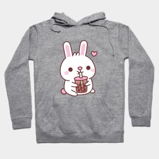 Cute White Bunny Rabbit Loves Bubble Tea Hoodie